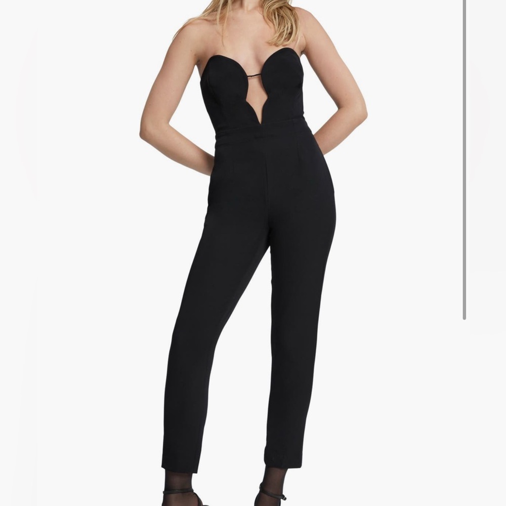 Bardot Black Eleni Strapless V-Neck Jumpsuit
